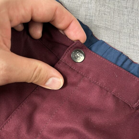 Parke & ronen Maroon SOLID STRETCH HOLLER SHORTS Size 32 - Picture 3 of 8